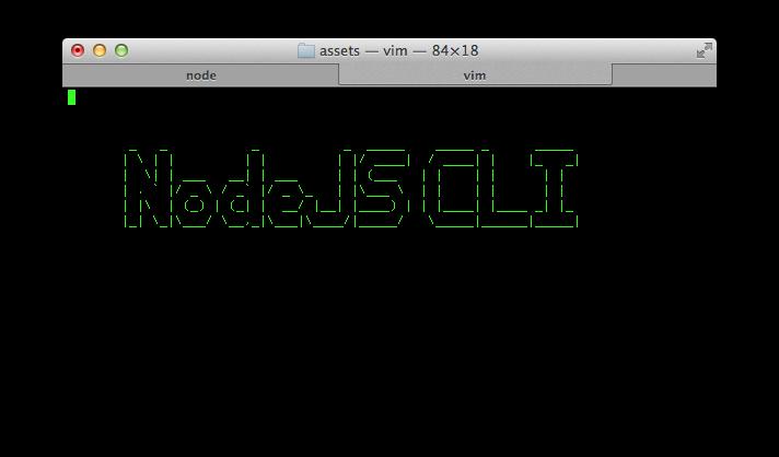 Screenshot of a terminal window showing the words NodeJS CLI drawn in green ASCII art.